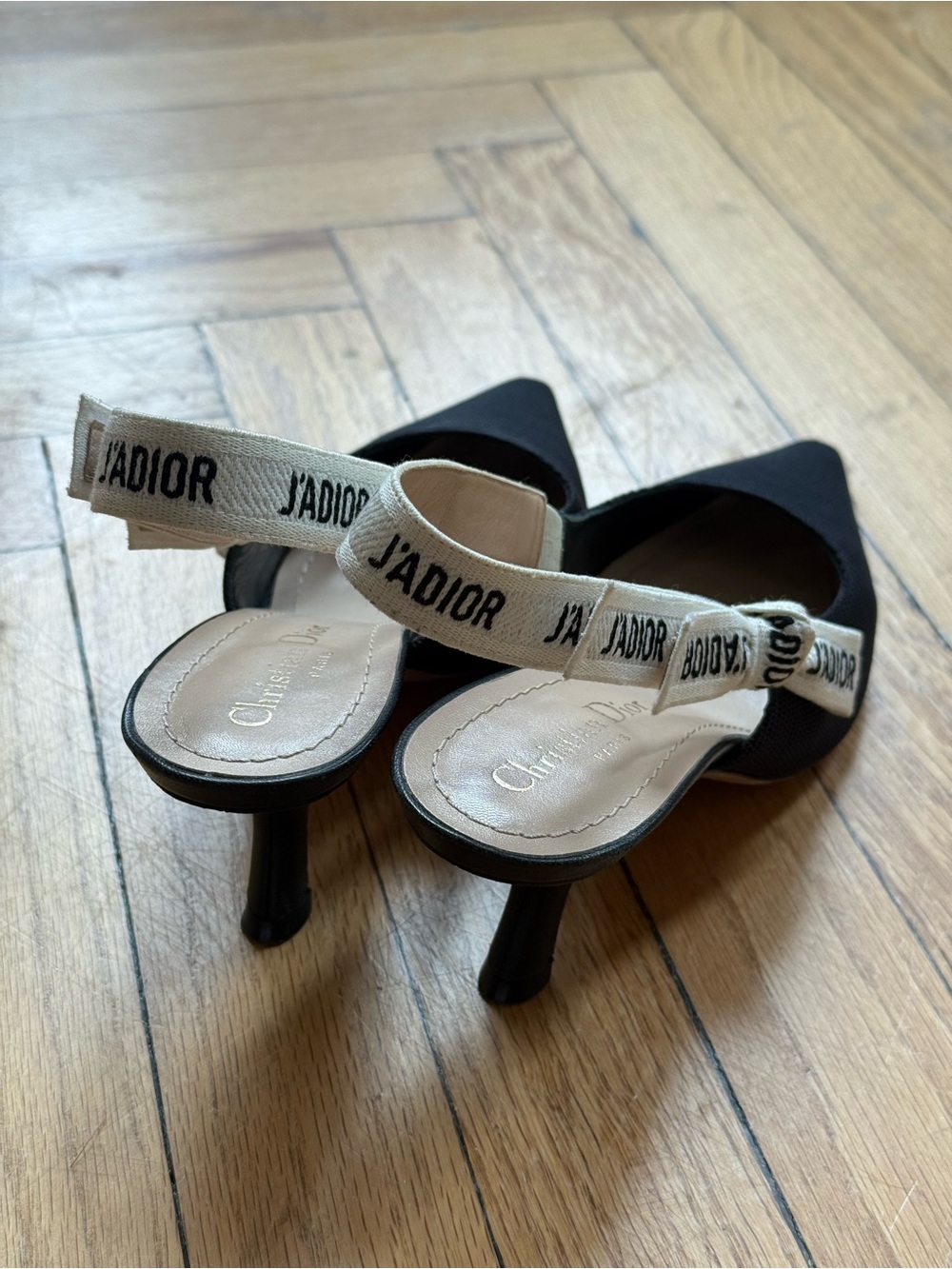 Dior Black Pointed Slingback Pumps with J'Adior Strap - Picture 4 of 6